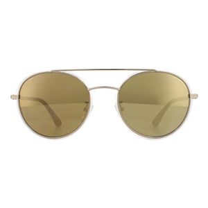 Polis Runda Herr Solglasögon Light Gold Crystal Grey Brown Gold Mirror