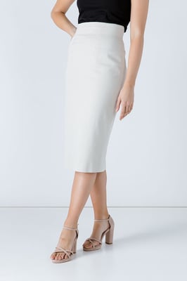 Sofistikerad elfenbensfärgad Gabardine Pencil Skirt med bomullsblandning