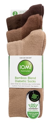 Extra Wide Bamboo Socks for Diabetics by IOMI | 3 Pack | 4 Colours