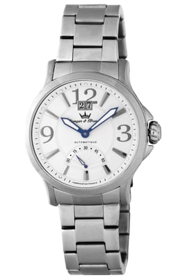 Yonger Silver Stainless Steel White Dial Date Watch