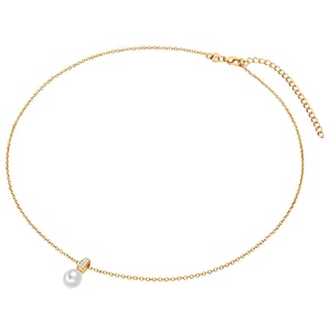Necklace with pendant sterling silver yellow gold freshwater cultured pearl white zirconia white Valero Pearls