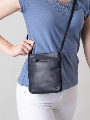 Lowther Leather Cross Body Bag in Navy