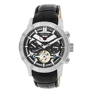 Heritor automatisch Hannibal semi-skelet lederen band horloge