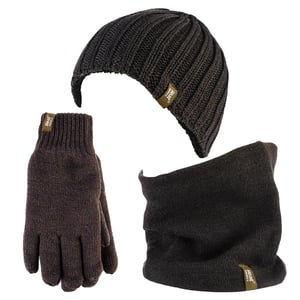 Heat Holders herenhoed, nekwarmer handschoenen set - Khaki Green