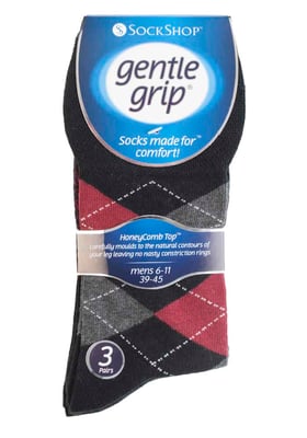 Gentle Grip - 6 Pairs Mens Gentle Grip Non Elastic Socks - MGG39