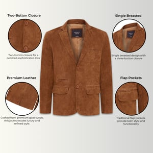 Heren Tan Slim Goat Suede Italiaanse Blazer Jas-Somero