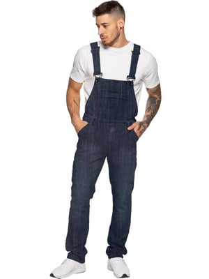 Enzo | Mens Denim Overall Dungarees - Dark Blue