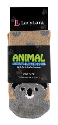 Ladies / Womens Fluffy Non Slip Slipper Socks with Animal Designs