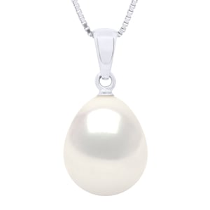 Bead Pendant Volledig Articuleerbaar in Wit Goud 750 en Echte GeCultiveerde Zoetwaterparel Peer 10-11 mm