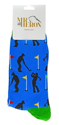 Mr Heron - Mens Novelty Funny Golf Socks - Golfers (Blue)