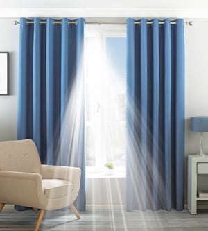 Twilight Blackout Eyelet Curtains in Denim