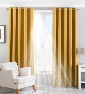 Twilight Blackout Eyelet Curtains in Ochre