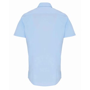 Premier Mens Stretch Fit Poplin Short Sleeve Shirt (Pale Blue)