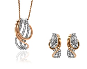 Orphelia 'Elsia' Dames 925 Sterling Zilveren Set: Ketting-Hanger + Oorbellen - Zilver/Roze SET-7027
