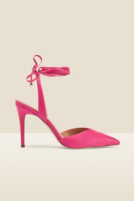 Valeria Hot Pink Leather Pointed Toe Court With Ankle Wrap