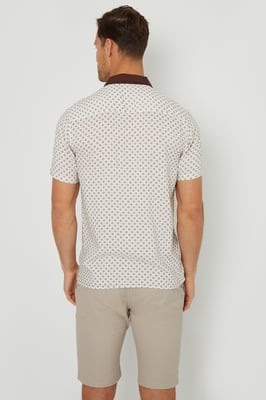 Brown 'Hallfield' Stripe Geo Print Revere Collar Short Sleeve Shirt