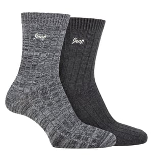 Womens Walking Boot Socks | Jeep | 2 Pack High Performance Polyester Running Socks - Charcoal / Slate