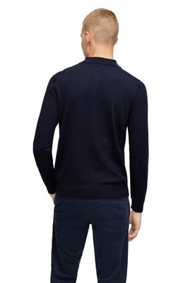 Boss Black Bono-l Long Sleeved Polo Shirt Dark Blue