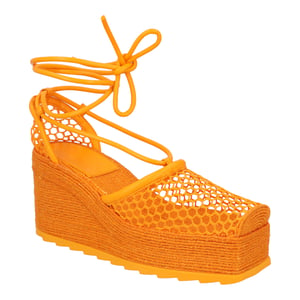 Bottega Veneta Oranje Stretch 90 Wedge Espadrilles