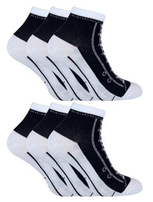 6 par multipack-strumpor som ser ut som skor | Sock Snob | Nyhet Roliga snörningssockor från Converse - Svart