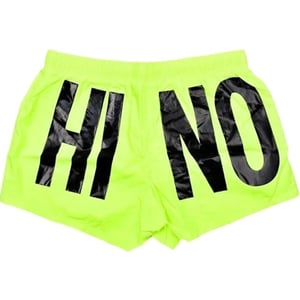 Moschino Brand Print Logo Bright Yellow Short Swim Shorts
