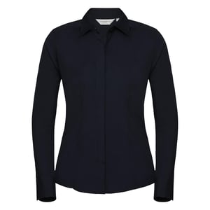 Russell Collectie Dames/Dames Lange Mouwen Poly-Katoen Gemakkelijk Onderhoud Gepaste Poplin Shirt (Franse marine)