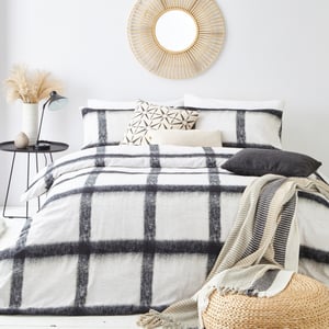 Textured Mohair Check Cotton Duvet Covet Set
