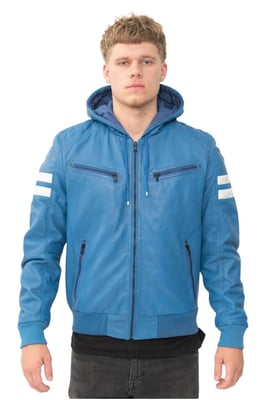 Retro leren herenbomberjack met capuchon - Skopje