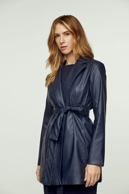 Navy leren jasje met riem