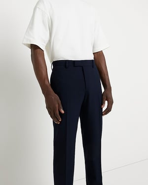 River Island Mens Suit Trousers Navy Super Skinny Fit
