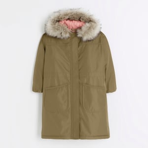 River Island Girls Parka Coat Khaki Hooded