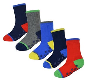 Halkfria pojksockor för barn | 10 par | Sock Snob | Mjuka bomullsstrumpor med stjärngrepp - Style 2