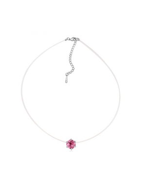 Osynligt halsband - silver och rosa