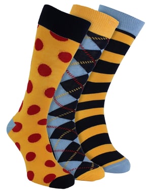 HS by Happy Socks - Mens 3 Pack Fun Novelty Dress Socks - Spot (Navy)