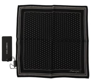 Dolce & Gabbana Black Polka Dots DG Logo Square Men's Handkerchief