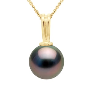 Kralenhanger in Geel Goud en Echte GeCultiveerde Tahiti Parel Rond 10-11 mm