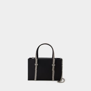 Midi Handväska med rosett - Kara - Läder - Svart