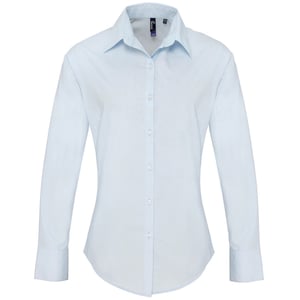 Premier Womens/Ladies Supreme Poplin Long-Sleeved Formal Shirt (Light Blue)