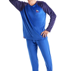 Fluwelen herenpyjama met lange mouwen en ronde hals MU3