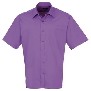 Premier Heren Korte Mouw Formele Poplin Gewoon Werk Shirt (Rijke Violet)