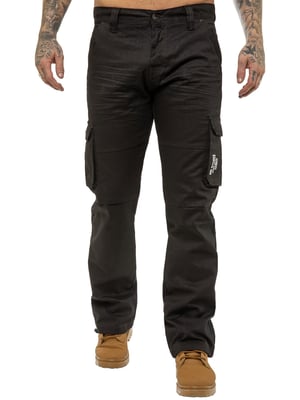 Enzo | Heren Cargo Combat Jeans - Zwart