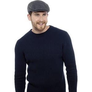 Mens Checked Wool Blend Traditional Flat Cap