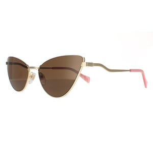 Gucci Cat Eye Dam Guld Bruna Solglasögon