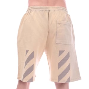 Men's Off White Diagonal Tab Vintage Skate Sweat Shorts in Sand