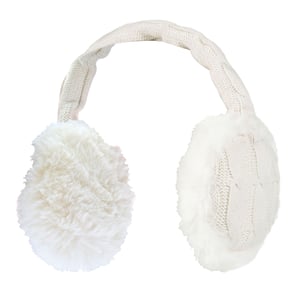 Heat Holders - Ladies Winter Warm Knitted Ear Muffs | Faux Fur | Cold Weather - Cream