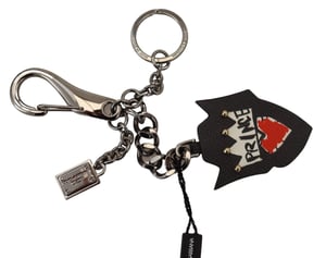 Dolce & Gabbana Black Prince Spikknappar Logotyp Silver Mässing Herrnyckelring