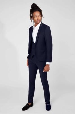 Ellroy Skinny Fit Dark Navy Wool Trousers