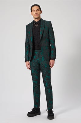 Gilmour Skinny Fit Green Floral Trousers