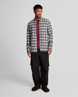 Mens Check Flannel Shirt in Navy