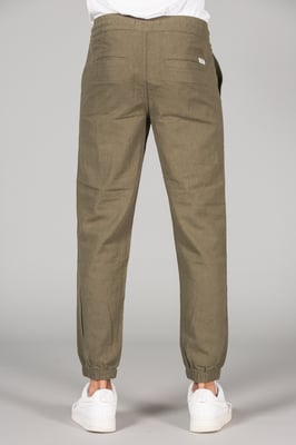 Olive Linen Blend Classic Fit Trousers
